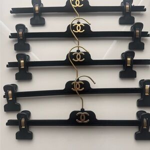 CHANEL Black Hangers with Gold Logo 5 set
